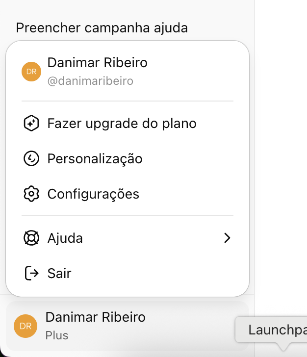 Configurações do ChatGPT